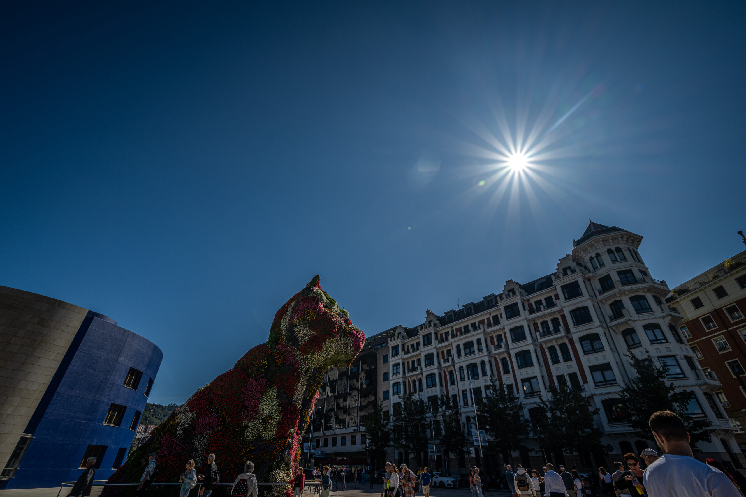 Bilbao - Terrier made out of Flower in front of the Guggenheim